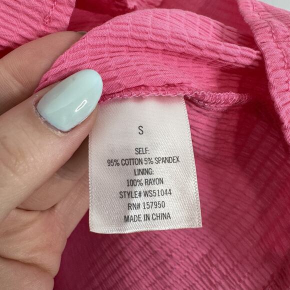 Mi Ami Francesca's Dress Womens Small Pink Ruffle Flutter Sleeve Open Back Prep - Picture 13 of 14